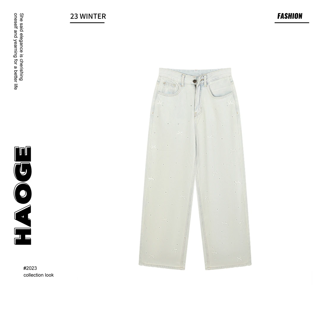 浩哥严选●牛仔裤预C4NZK4034A夏季时尚休闲风莫奈花园风