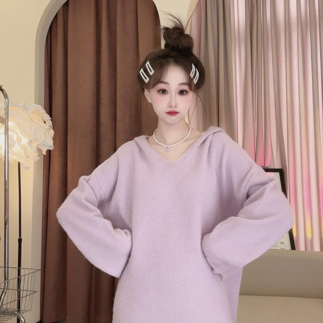 浩哥严选●慵懒风时尚休闲宽松长款毛衣裙预Q2HB5699