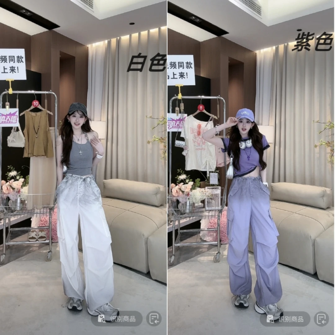 浩哥严选●比例玩家X4KZ6460A时尚高腰阔腿休闲裤莫奈花园风