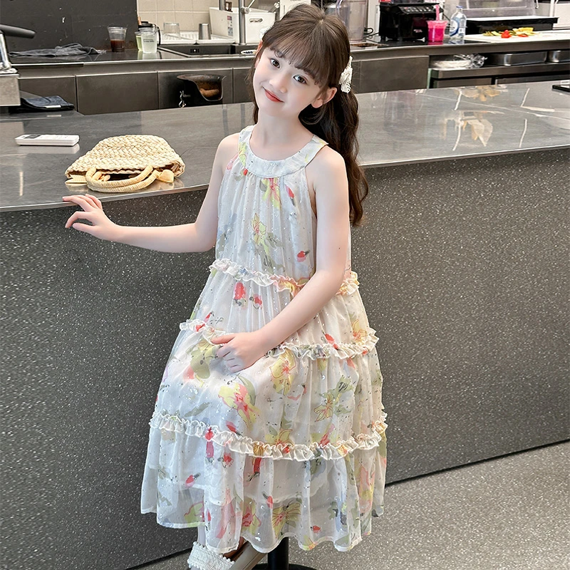 女童连衣裙2024夏季款海边度假裙儿童公主裙背心裙中大童沙滩裙子