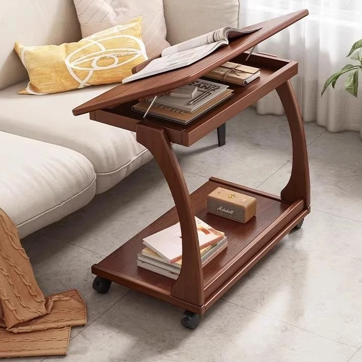 北欧轻奢沙发边几可移动小茶几带轮现代简约家用小户型迷你方角几