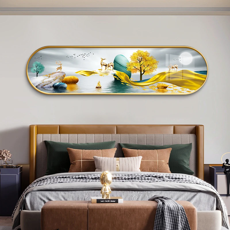 YC07简约新卧室床头装饰画圆角创意房间挂画酒店宾馆晶瓷画免打孔