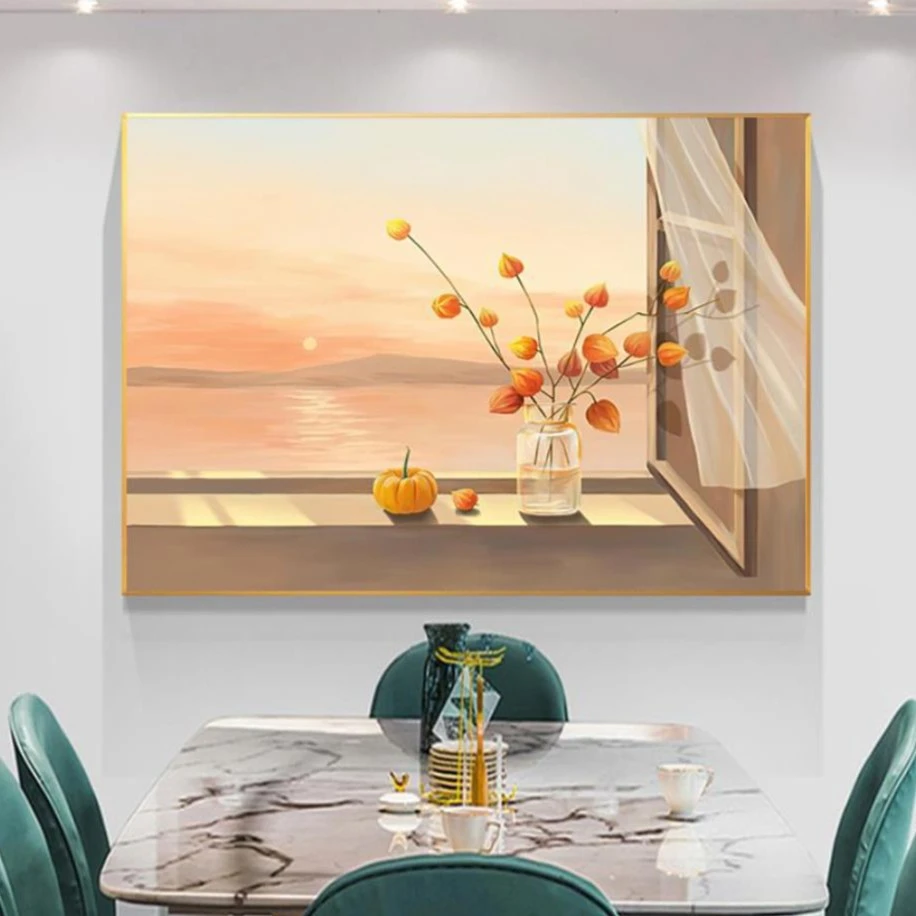 SS03新中式餐厅装饰画现代简约寓意好饭厅餐桌背景墙挂画晶瓷壁画