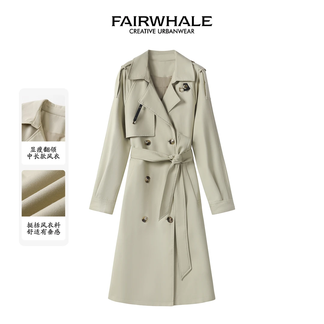 【常乐专属】马克华菲女装秋季设计感显瘦翻领风衣 F43012A001