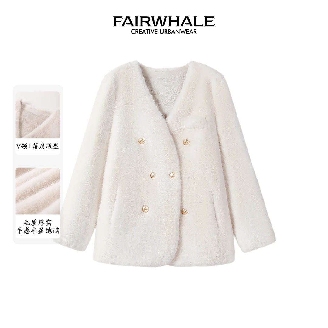 【直播】马克华菲女装舒适百搭秋冬新款皮毛一体外套 F43010A017