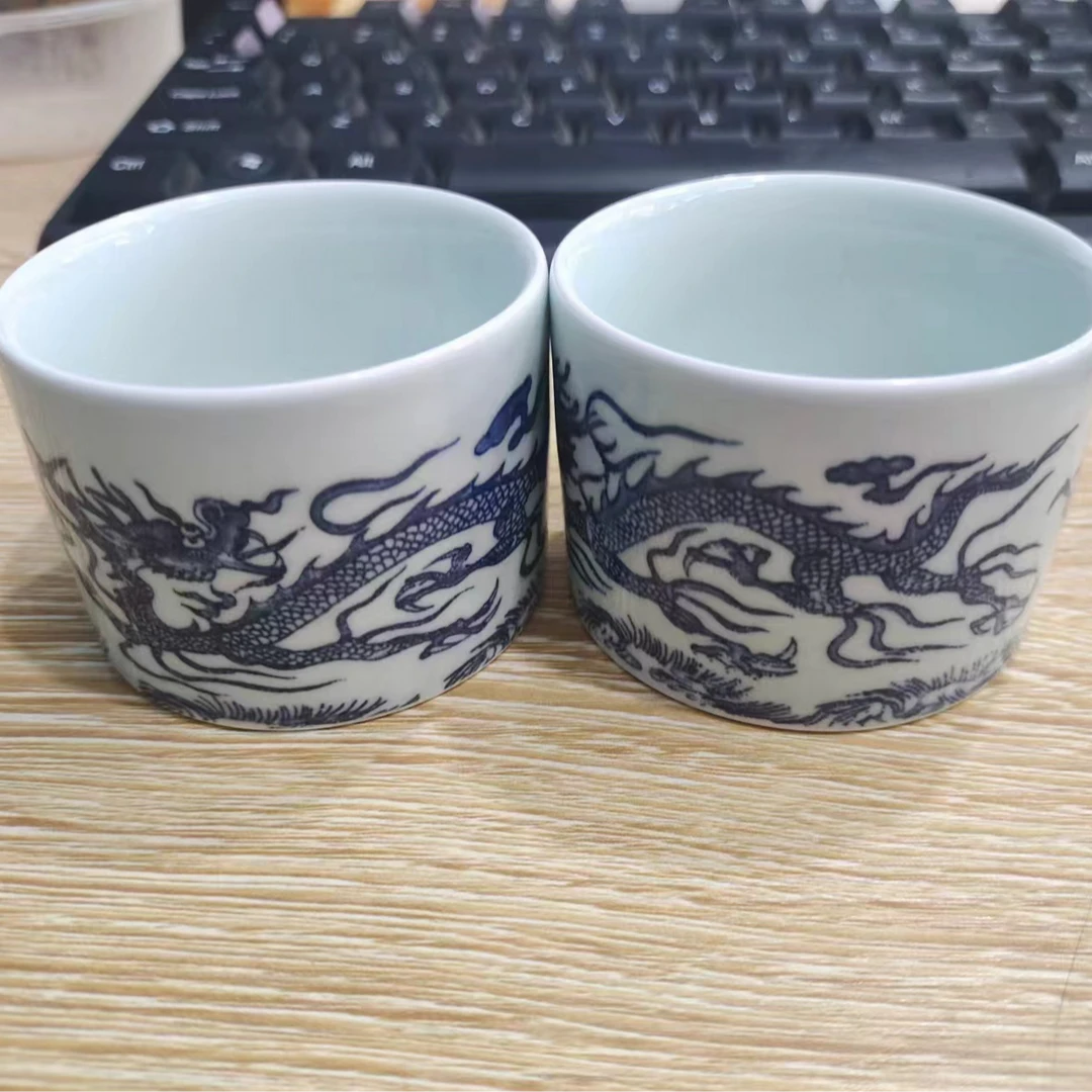 复古青花龙对杯111