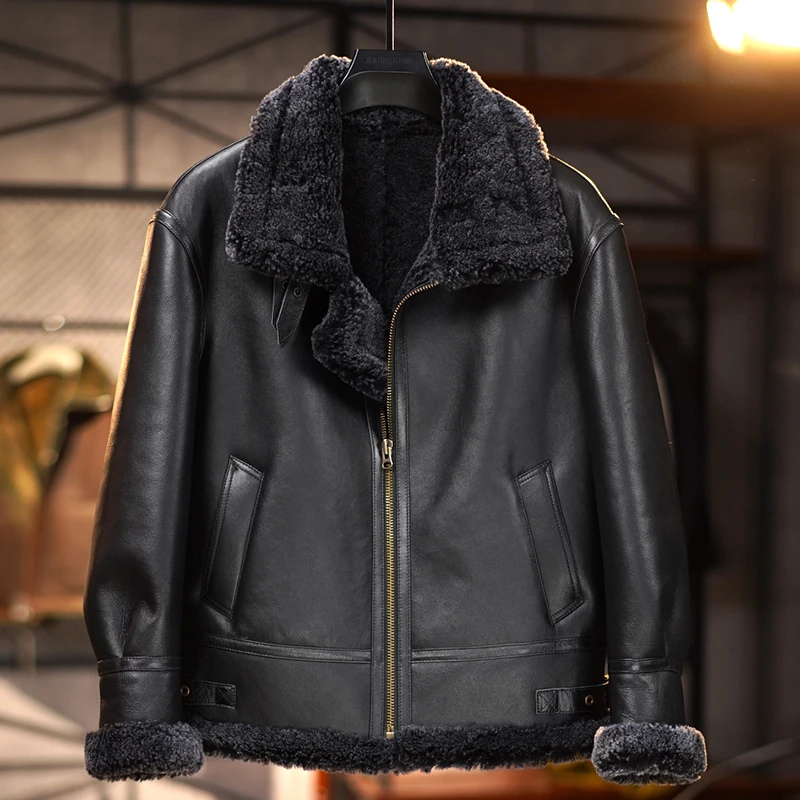 精选原生态羊皮毛一体男绵羊皮真皮皮衣男款皮草加厚冬外套