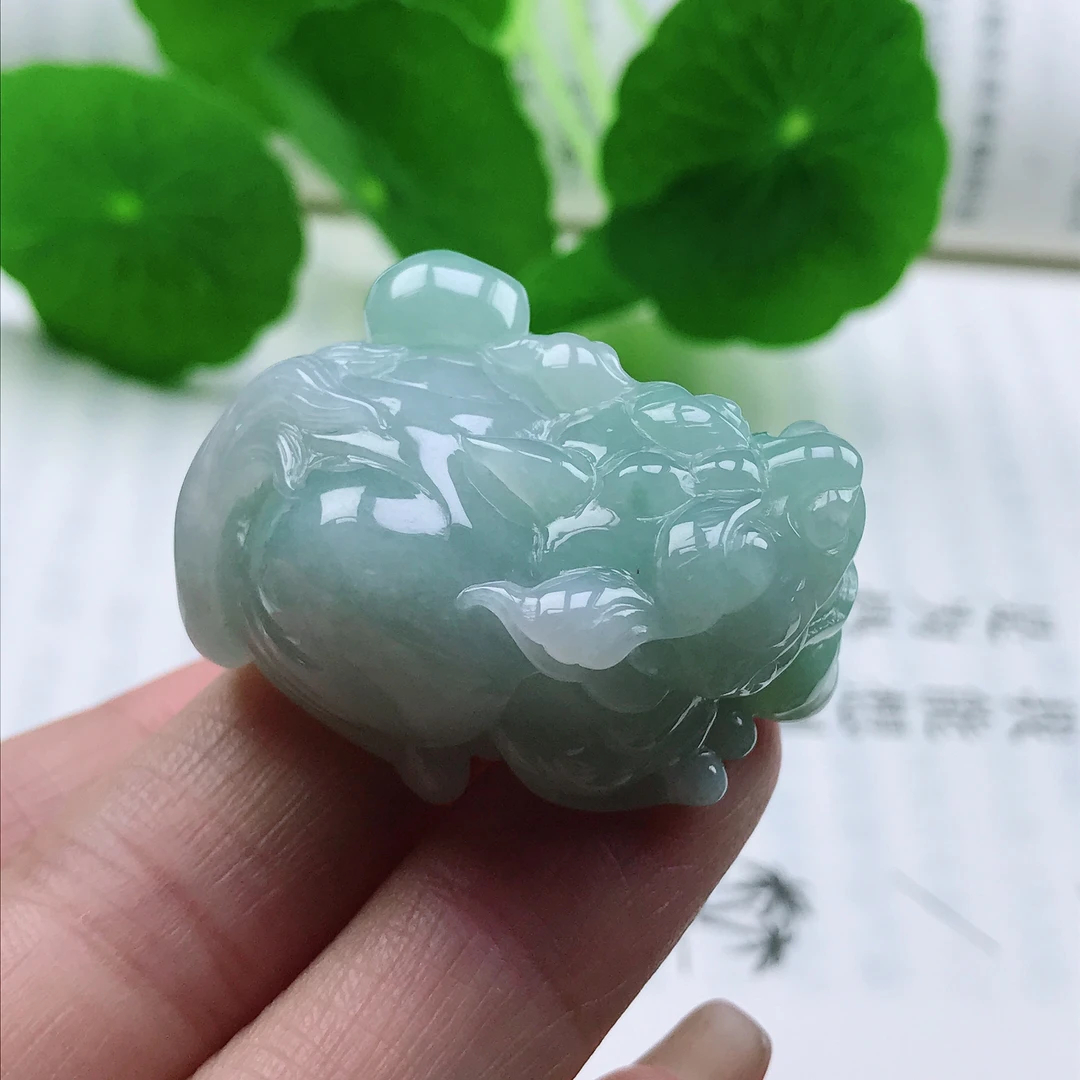 天然翡翠A货冰种果绿招财手链吊坠34.7-24.3-16.9