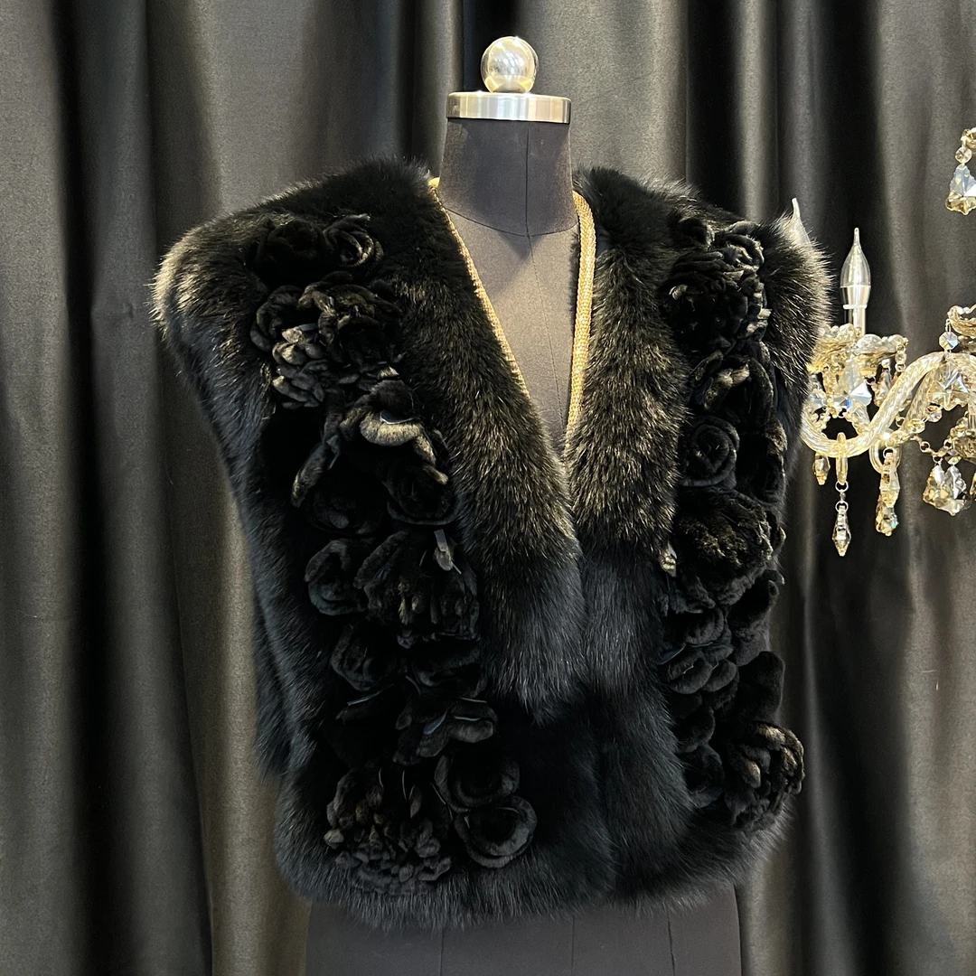 YISHAN‘亿山设计感高奢玫瑰马夹204-016