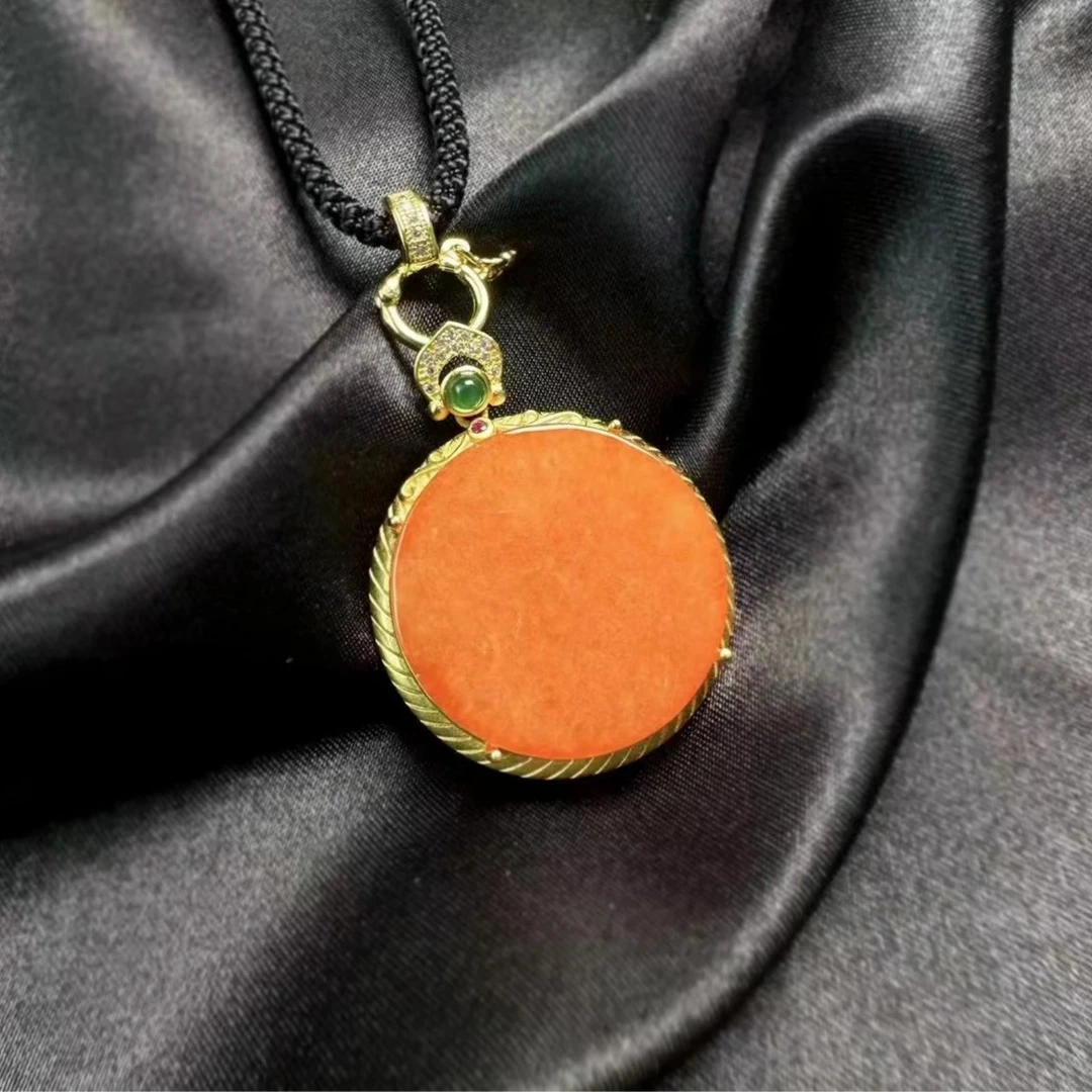 【杰哥专属】传承高端珠宝天然A货翡翠红翡无事牌吊坠送传承木盒V33