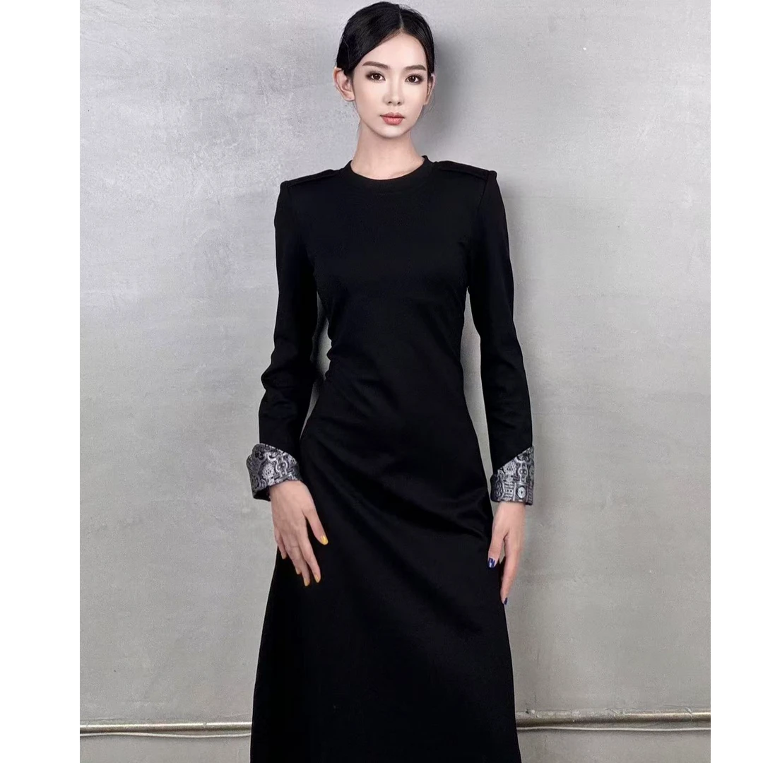 【阿泯娜】B2413女装连衣裙 蒙古民族风女士长袖连衣裙