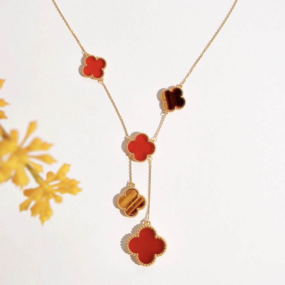 【玉素专属】18k金重版Y字链红玛瑙+虎眼石  美丽气质优雅