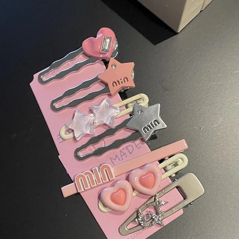 网红辣美多巴胺y2k发夹套装边夹侧边一字夹刘海夹小夹子头饰发卡