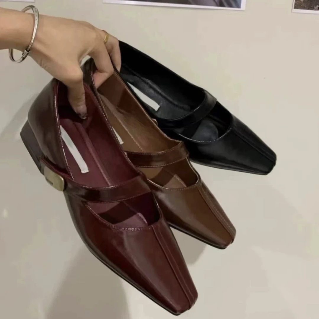 （主播自留）9086全皮单鞋秋冬新款气质百搭粗跟时尚