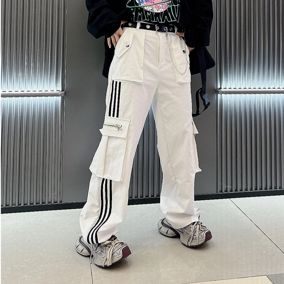 联盟2587十字拉链三道杠工装裤