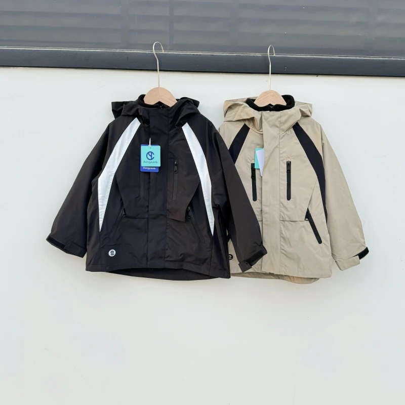 儿童可拆卸三合一冲锋衣摇杜邦三防内胆中大童连帽防风外套