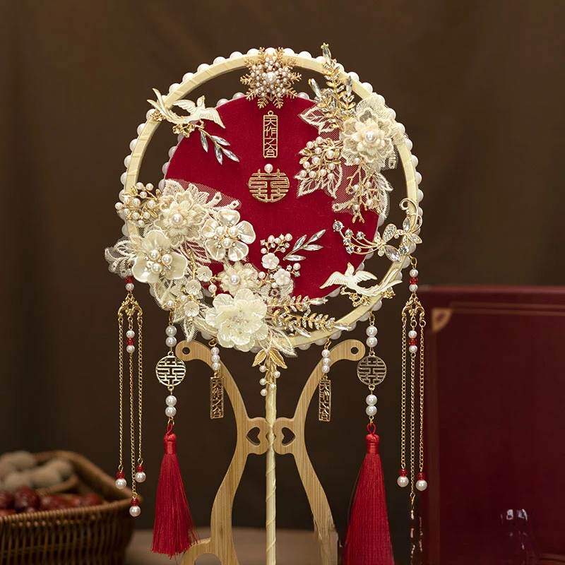 团扇成品结婚新娘团扇古风奢华闺蜜适用结婚团扇团扇古风新娘团扇