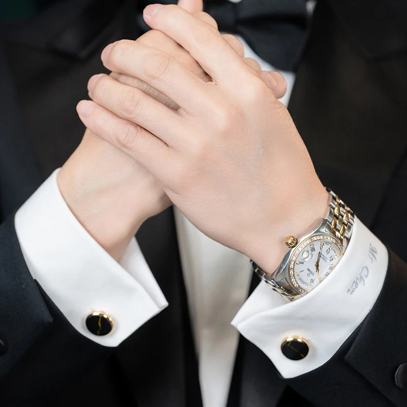 法式袖扣商务法式衬衫扣袖钉男士袖扣高端衬衫扣轻奢简约金色银色