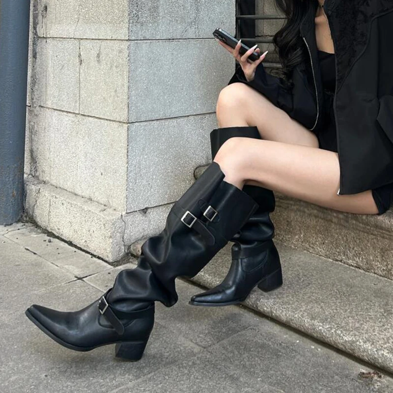 大筒围  超火靴子长筒靴女秋冬2025新款粗腿高筒靴爆款堆堆骑士靴