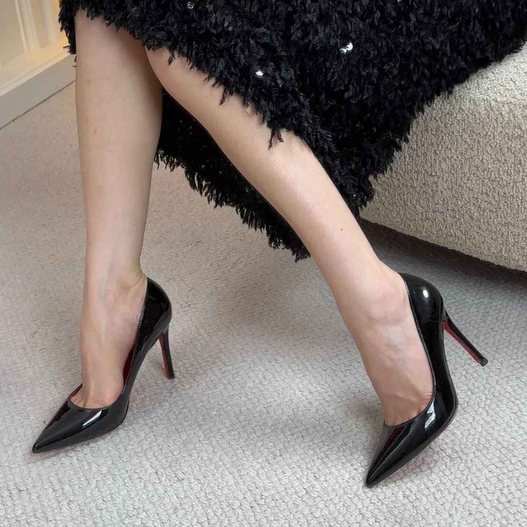 红底高跟鞋时装细跟高级感气质裸色法式浅口尖头单鞋女浅口高跟鞋