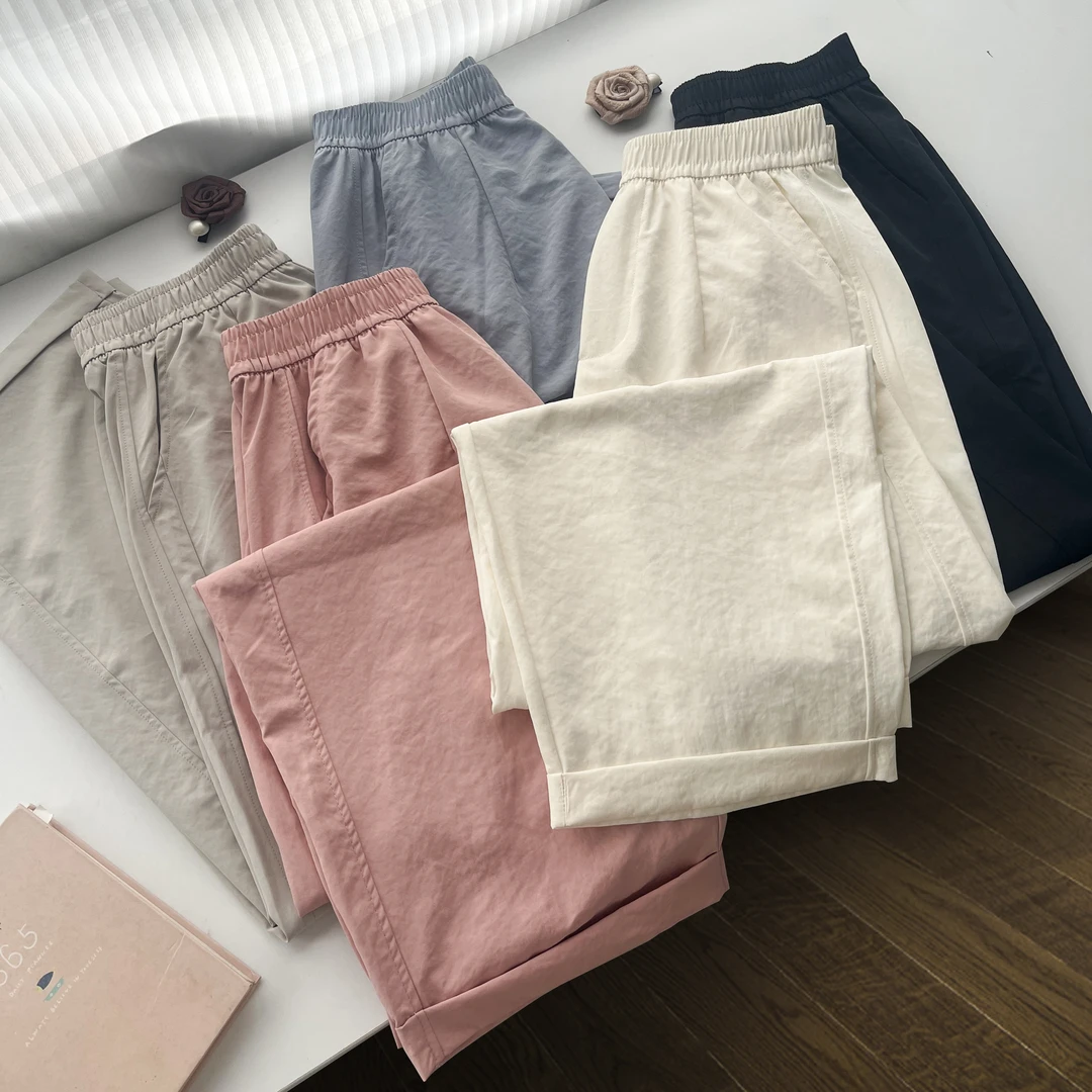 冰感凉凉裤2024夏季休闲轻薄透气显瘦速干不易皱九分奶奶裤