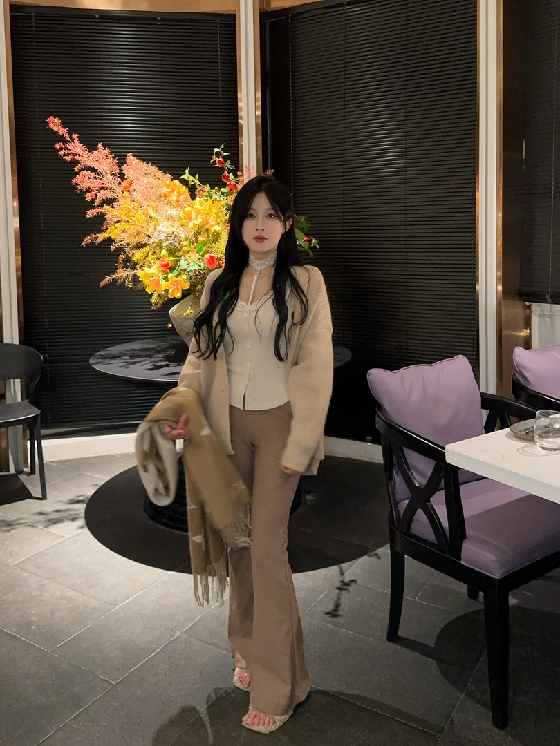 陈江铃小个子制自丰跨系列显瘦弹力时尚百搭甜辣喇叭拖地裤