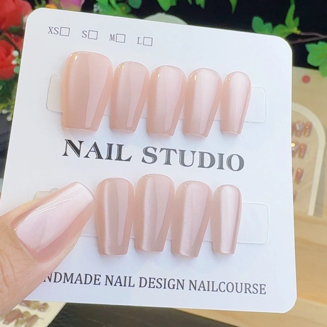 晶石猫眼纯手工光疗甲可随意穿戴重复使用温柔显白