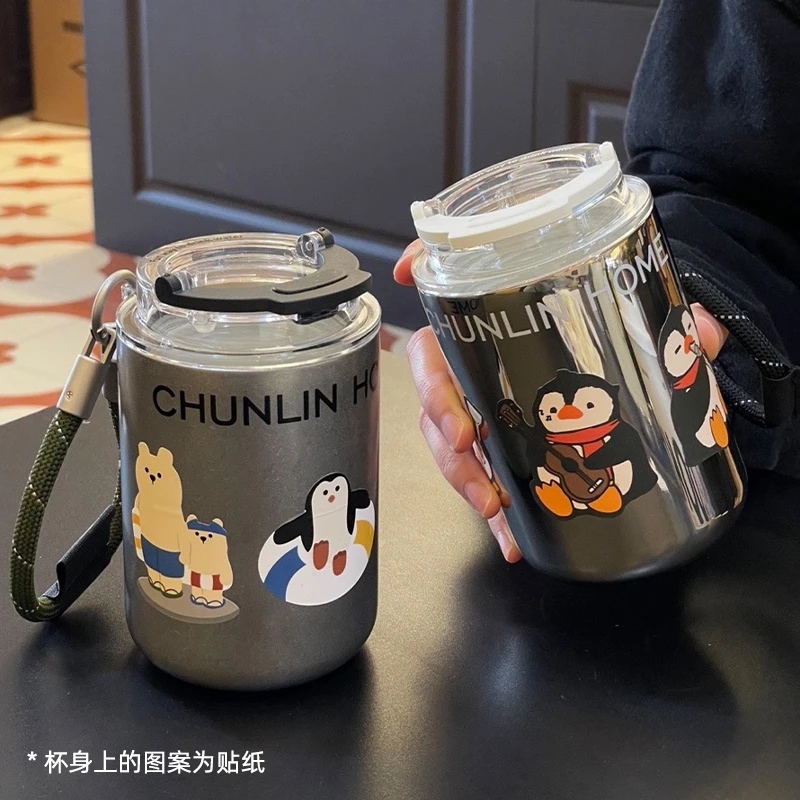 章鱼小姐的杯子高颜值保温水杯男女316不锈钢直饮便携陶瓷咖啡杯