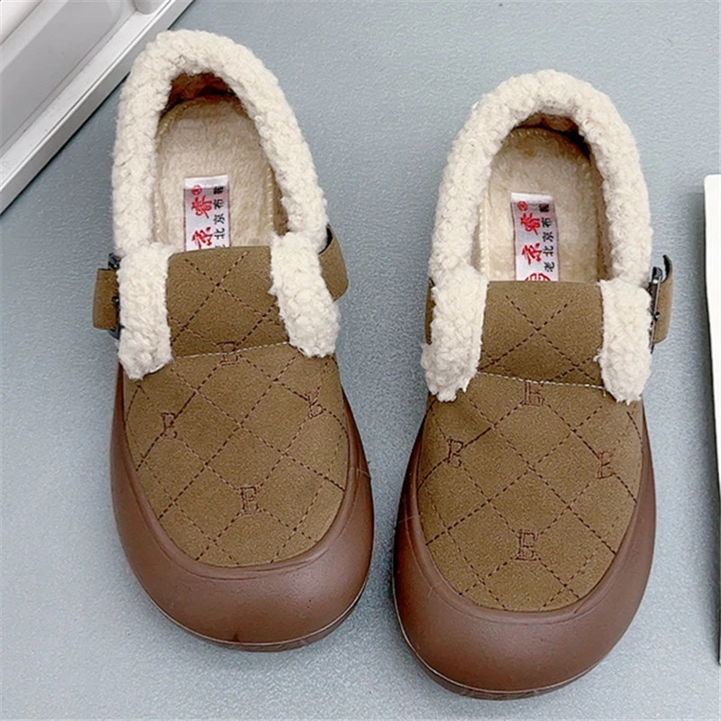 老北京布鞋2024冬新款加绒加厚厚底防滑保暖一脚蹬女士棉鞋毛毛鞋