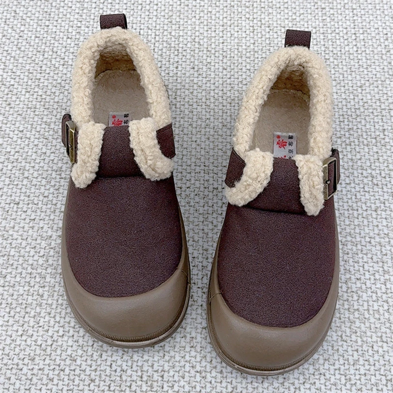 2024冬季新款洋气百搭厚底棉鞋加绒加厚保暖舒适女士休闲毛毛鞋