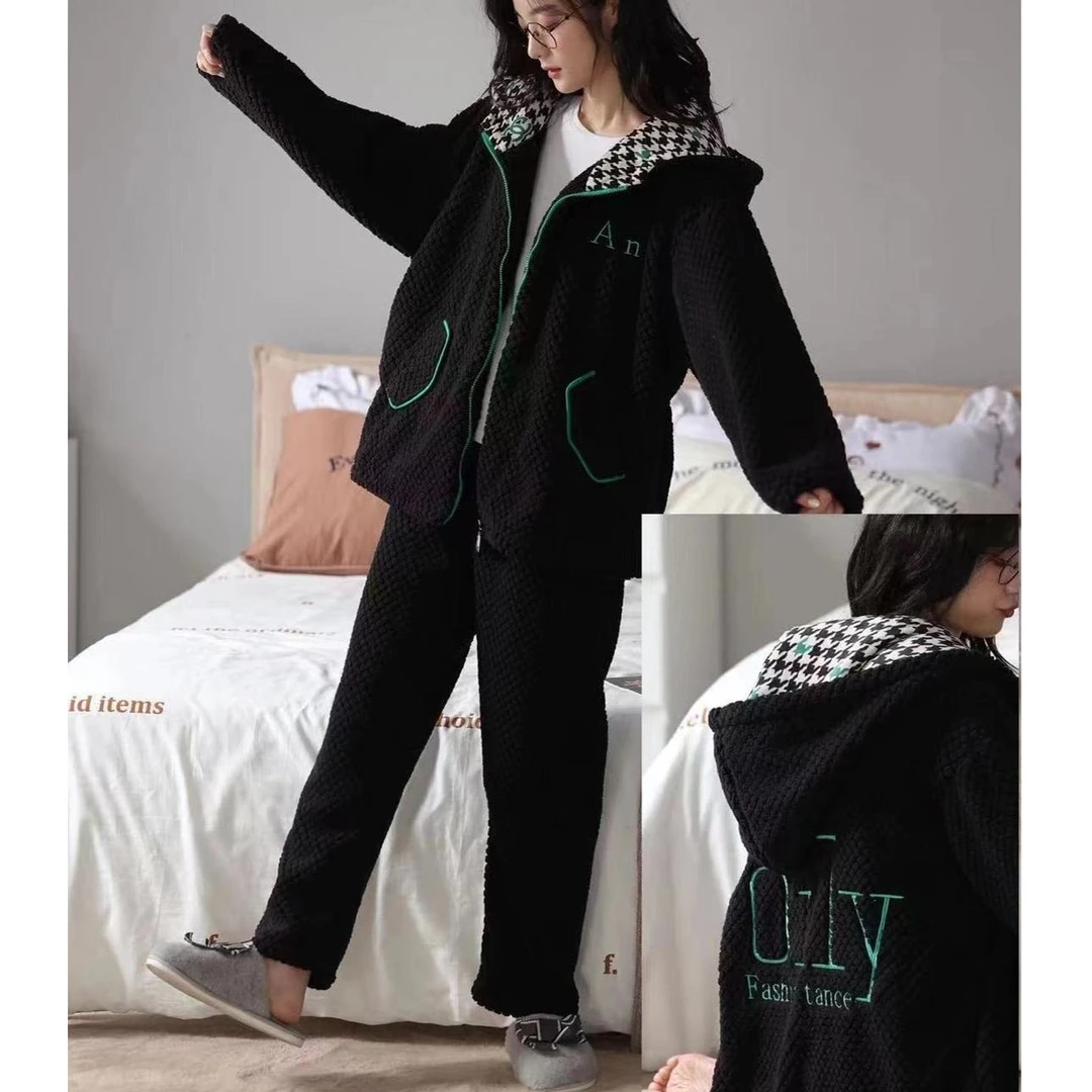 2024新款珊瑚绒睡衣女冬季加绒加厚可外穿高级居服家网红款高颜值