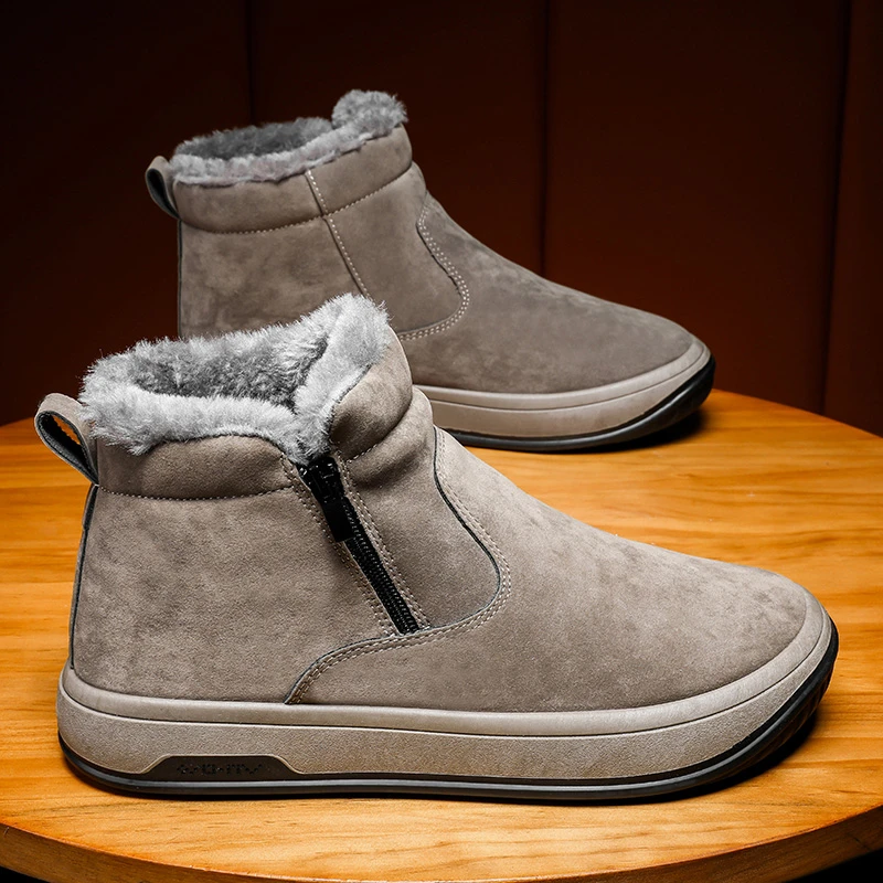2024冬季雪地靴男新款保暖东北男士加绒加厚皮毛一体面包棉鞋软底