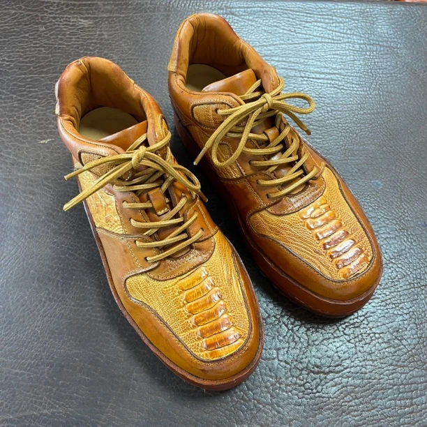 休闲男皮鞋男士鸵鸟脚时尚百搭潮鞋