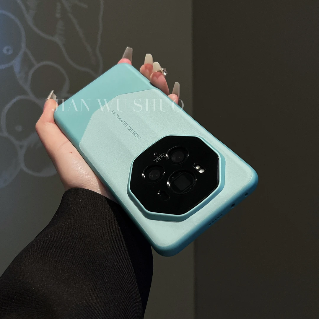 适用荣耀magic6素皮拼色质感手机壳magic6pro精孔镜头圈防摔壳ins