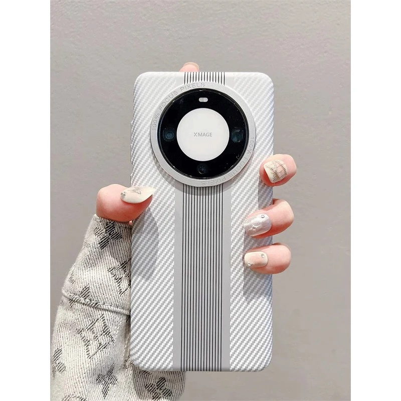 高级感碳纤维适用华为mate60pro手机壳mate30pro/40pro简约凯夫拉