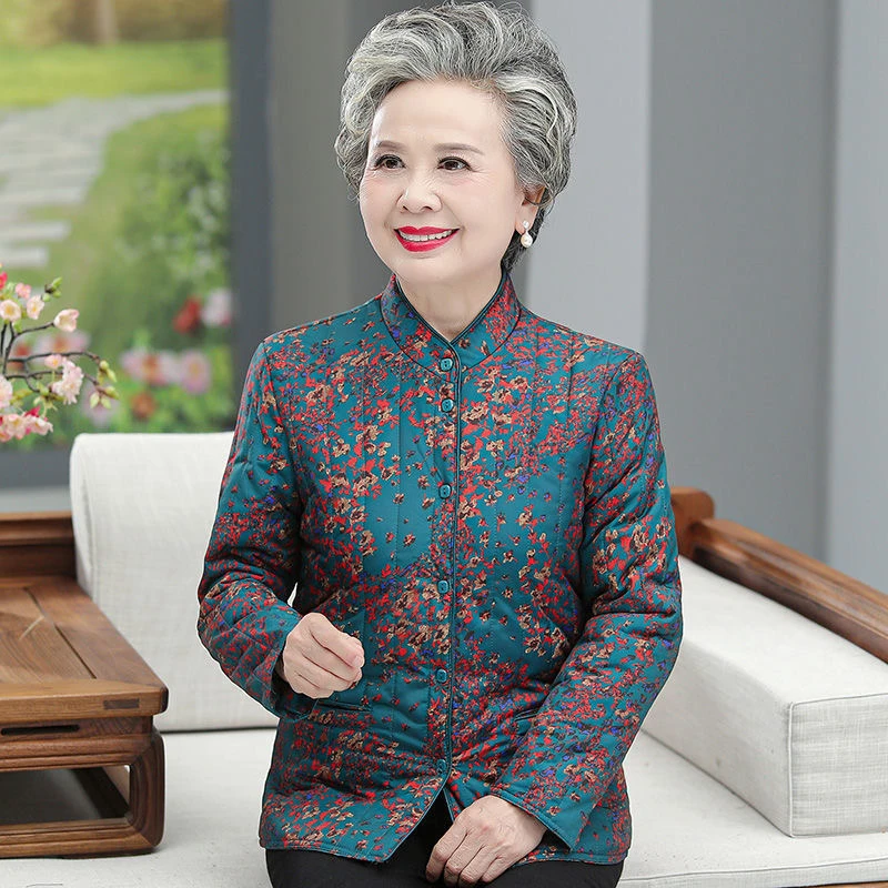 中老年女士保暖轻薄棉衣奶奶棉袄大码短款