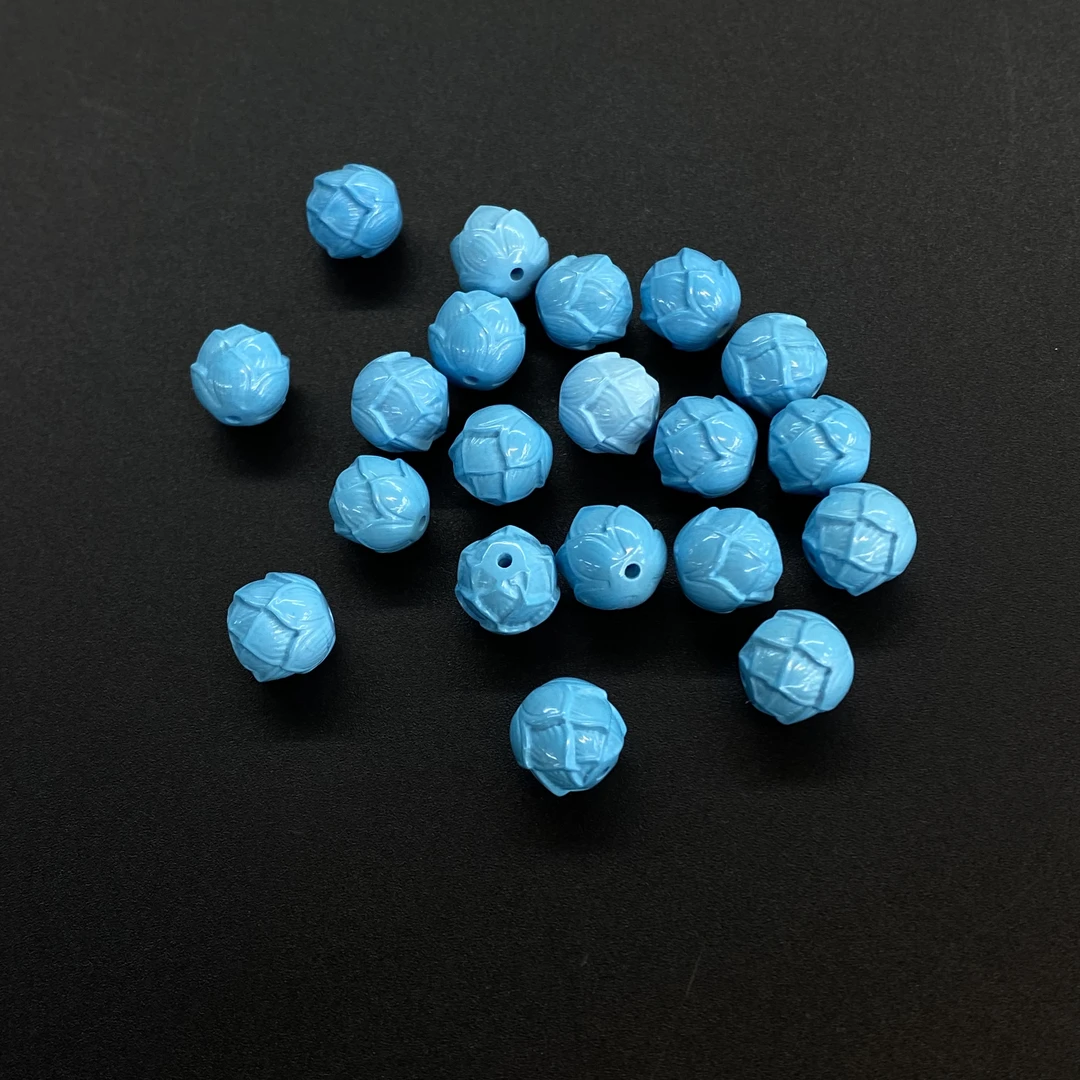 高瓷蓝莲花吊坠*FUX11848（发一对，两颗）