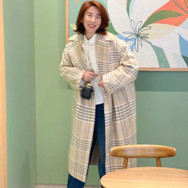 阿玛施奶系格子大衣5400661