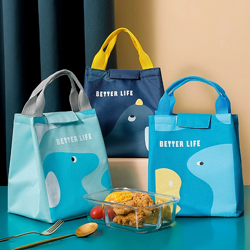 手提保温包饭盒袋简约时尚防水铝箔上班族学生便当包轻便卡通加厚