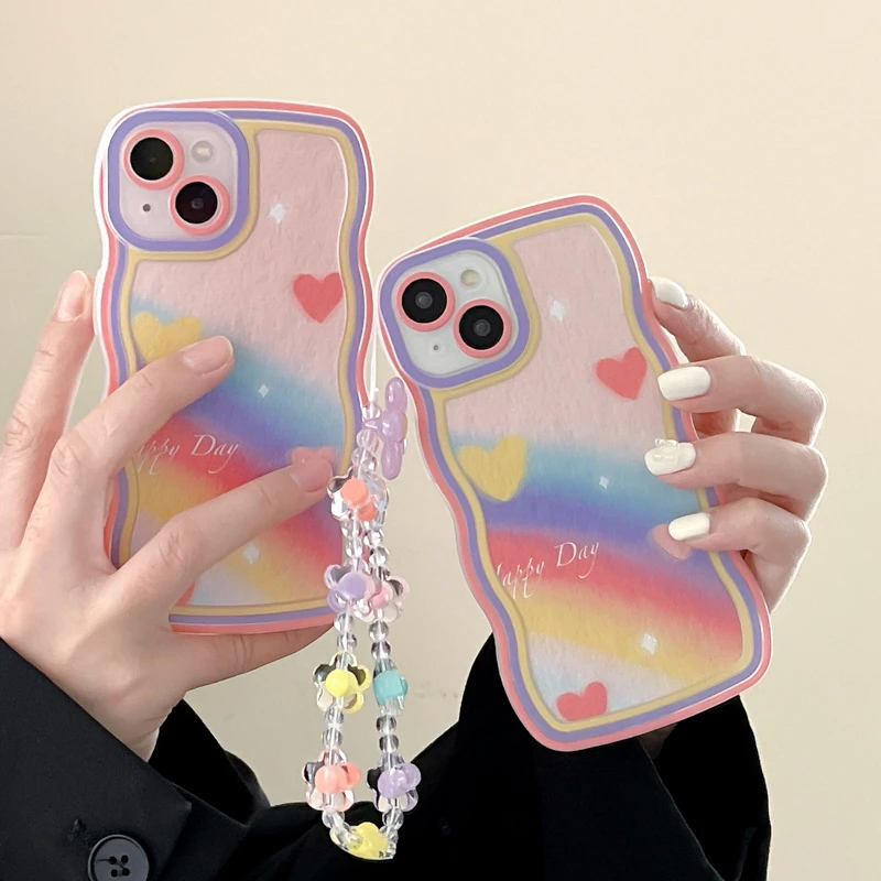 苹果15/华为/荣耀/OPPO/VIVO/红米/小米油画爱心彩虹防摔手机壳