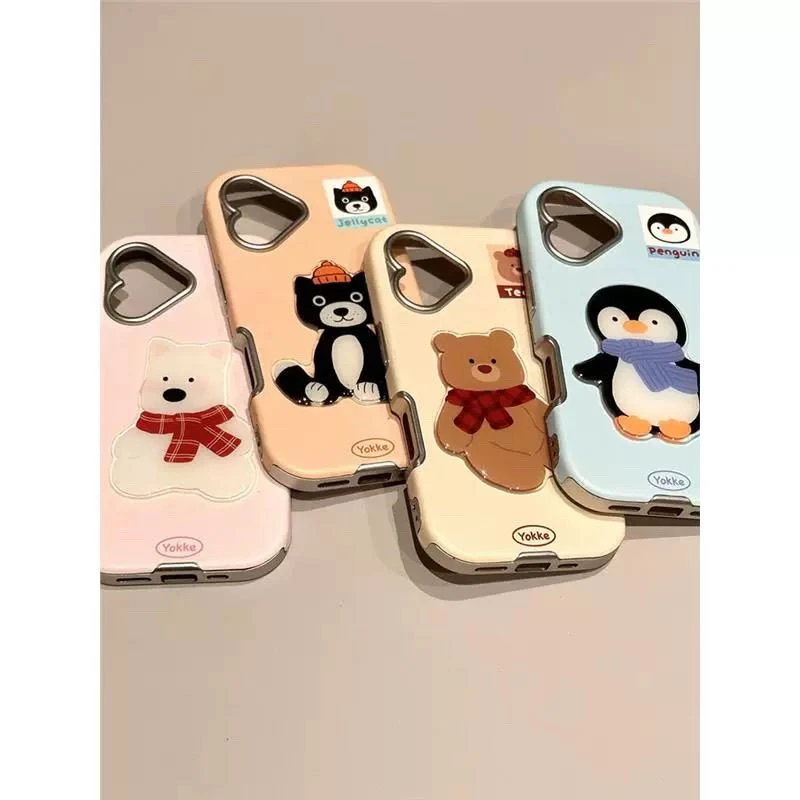 可爱卡通企鹅西高地适用iPhone16promax苹果15手机壳新款14皮质13