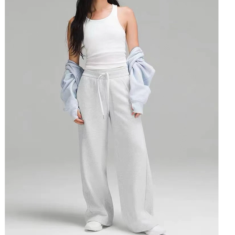 LANGTU-S【巨好穿巨显瘦（小神裤）】春款百搭宽松抽绳直筒中腰阔腿裤