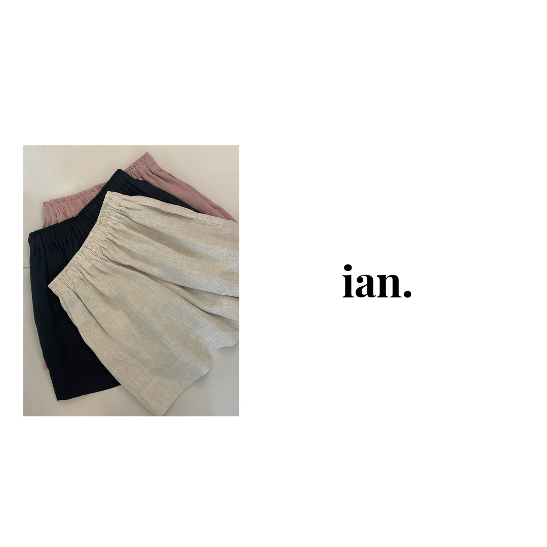 IAN STUDIO 极简高级感阔腿亚麻短裤