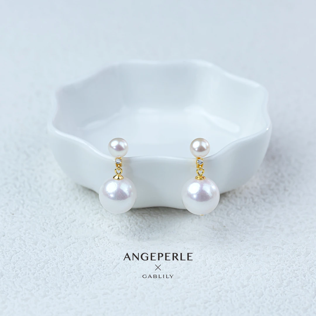 天使之泪淡水珍珠双珠风在吹耳环轻奢时尚S925银6-12mm【小乔推荐】