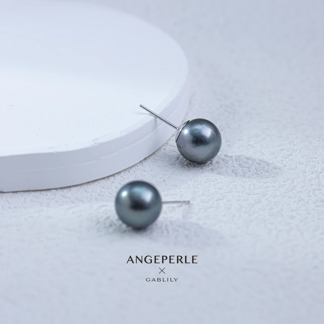 【泉腾腾】天使之泪 海水珍珠大溪地18K金镶嵌素耳钉款10-11mm时尚