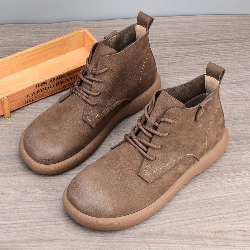 秋季新款男士休闲马丁靴复古百搭真皮短靴时尚户外头层牛皮靴子