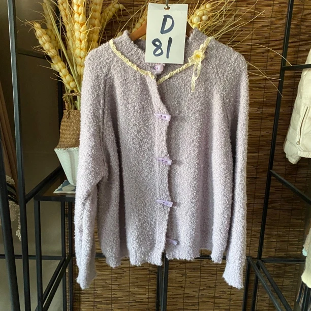 编号D81 花衣部落秋冬百搭气质温柔感紫色毛衣