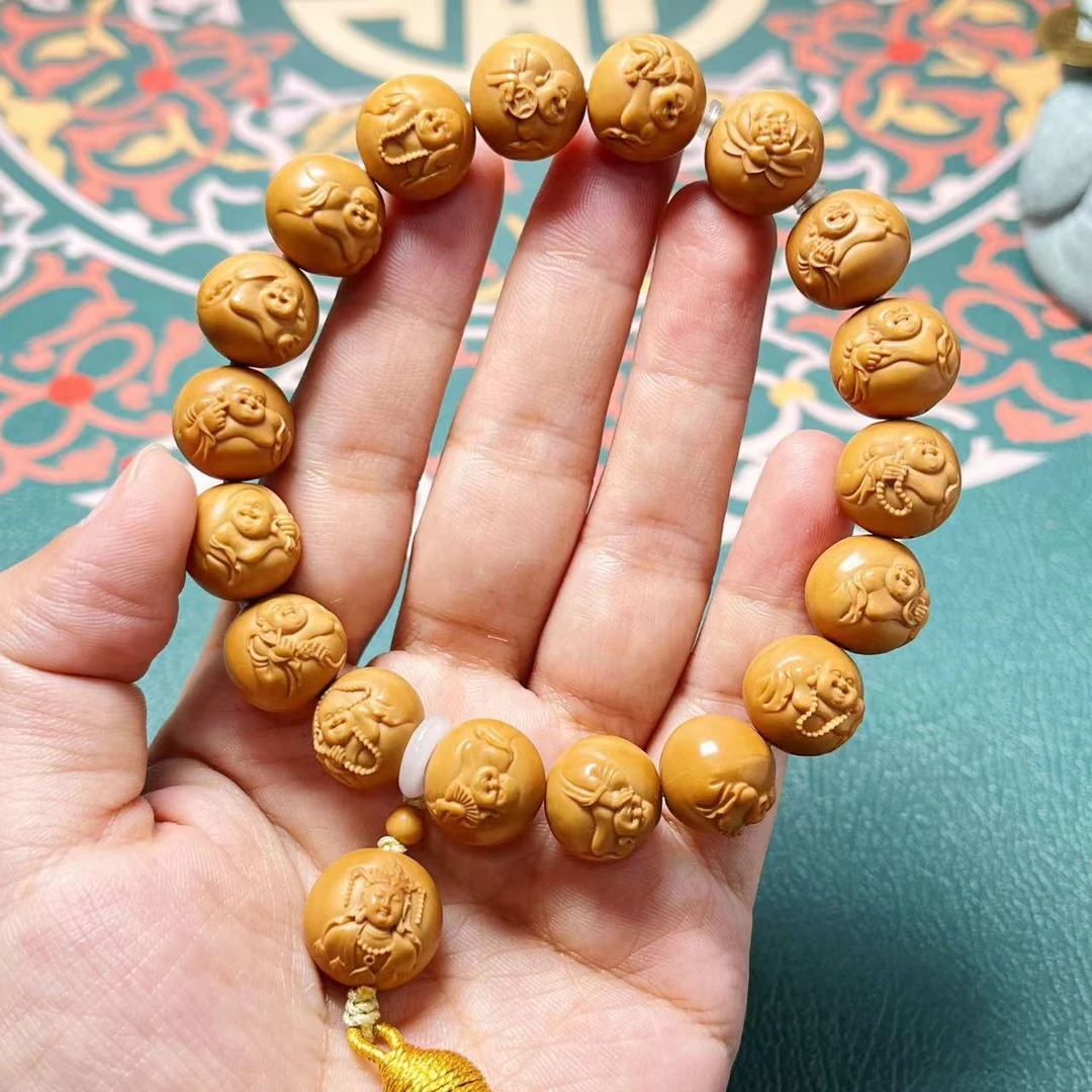 猴头核桃1.3大肚弥勒坠观音（流苏款）手串  HTML-2066