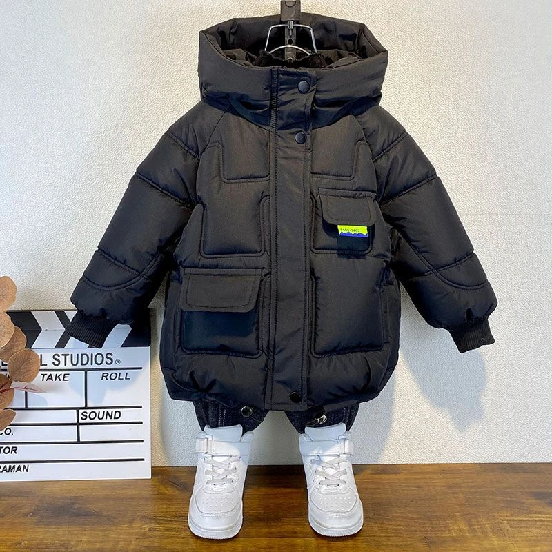 新款男童冬季中长款棉衣2023新款儿童加厚羽绒衣服潮宝宝时髦棉袄