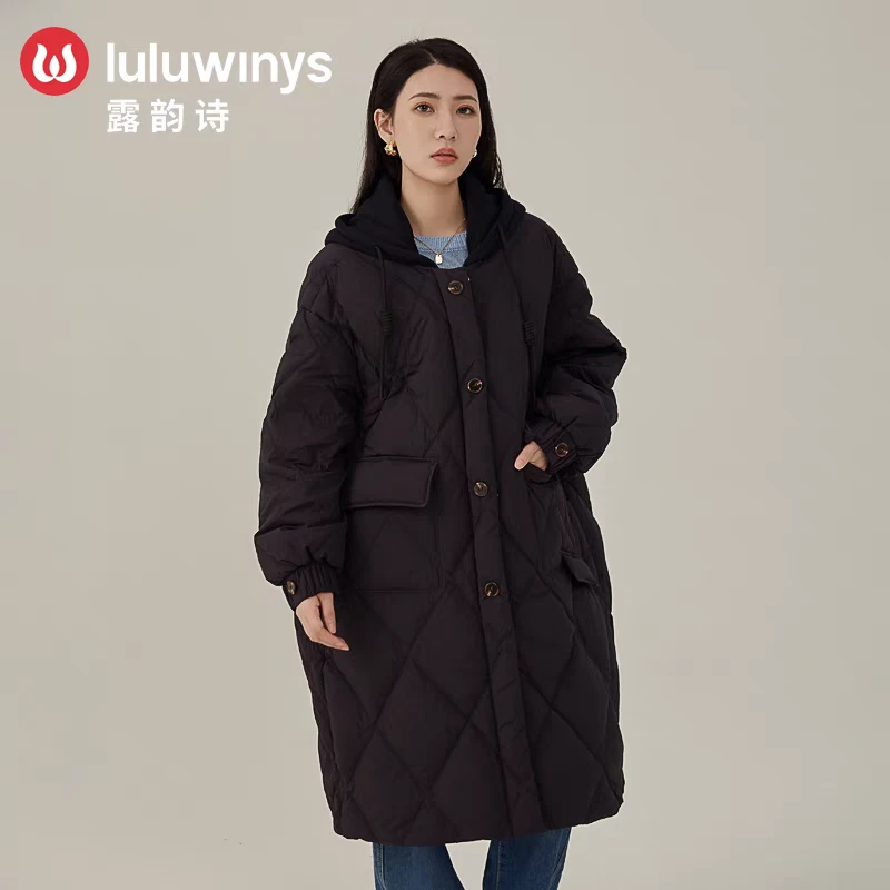 露韵诗羽绒服258187宽松阔版加厚长款羽绒服体重大一点穿比较好